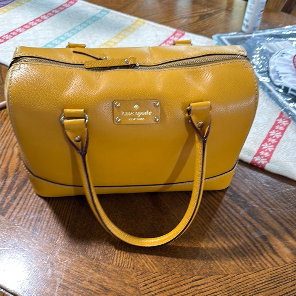 Kate Spade Yellow Satchel with Structured Design and Top Handles